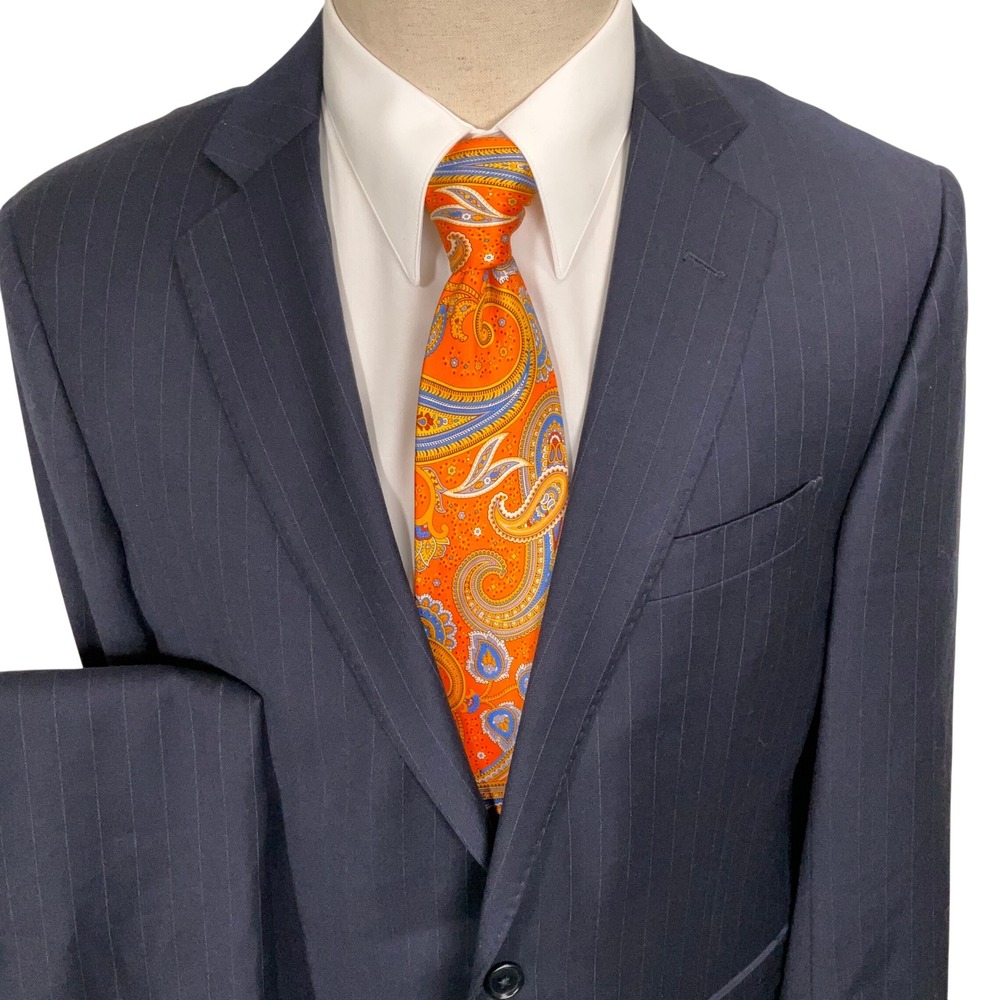Brooks Brothers Suit Mens 40 Navy Pinstripe Regent Fit Explorer Classic 2pc